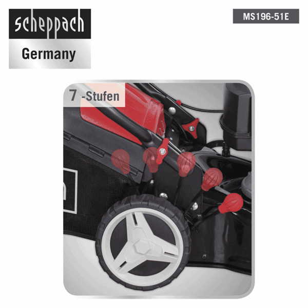 Rasenmäher MS196-51E scheppach – 6PS | 51cm | Antrieb | 60L Fangbox - Image 3
