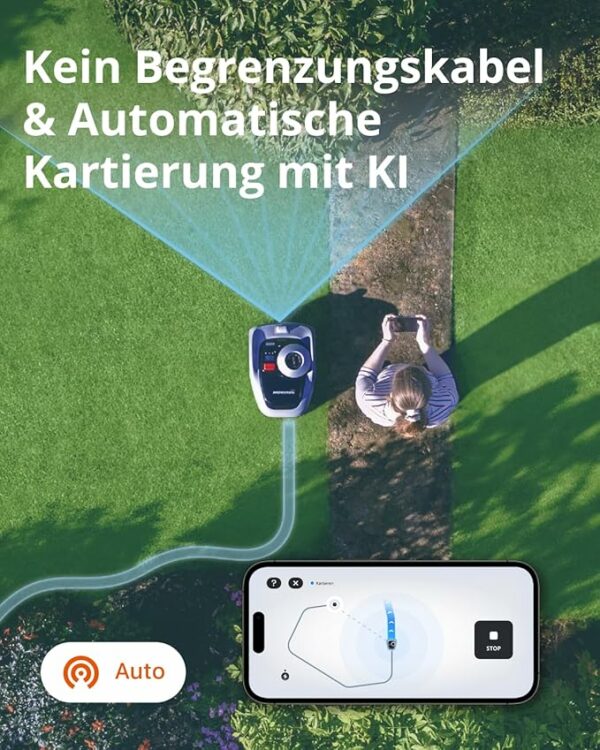 Navimow i105E Mähroboter ohne Begrenzungskabel 500 m², RTK+Vision Rasenmäher Roboter, KI Automatische Kartierung, Virtuelle Begrenzung, Mehrzonen-Management - Image 4